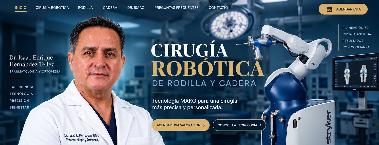 Dr. Isaac Hernández Téllez y sistema robótico MAKO para cirugía de rodilla y cadera